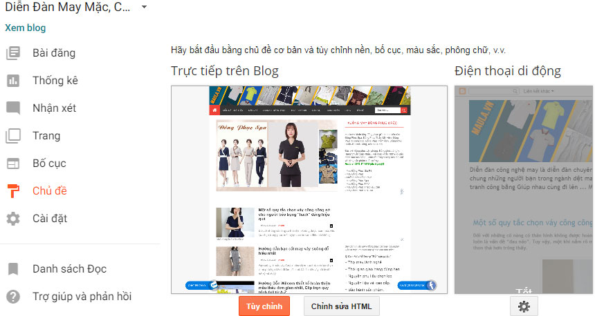 Thiết kế giao diện mobi cho blogspot 2 dian dan may mac