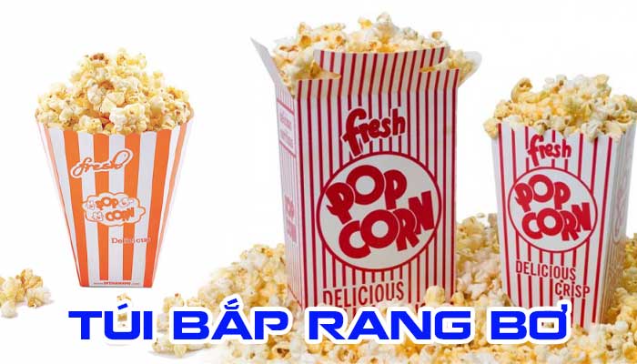 Túi bắp rang bơ nhiều màu sắc kích thướt thông dụng