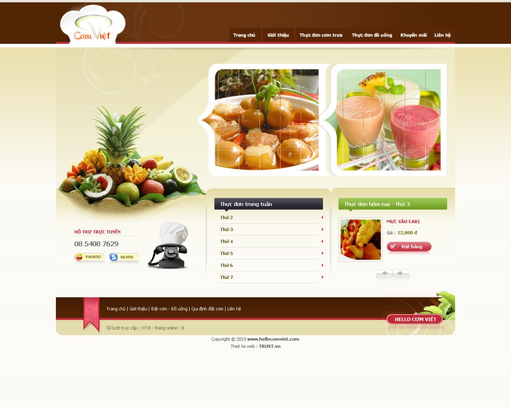 Thiết Kế Web Nhà Hàng Giao Diện Chuẩn