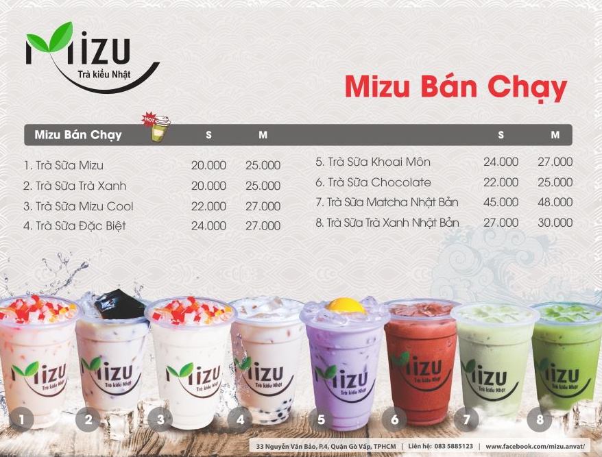 menu tra sua mizu 3