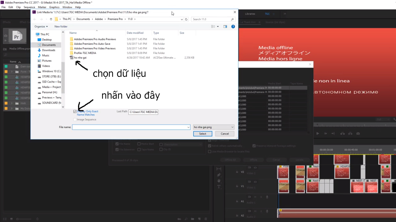 Lỗi không tìm được link trong adobe premiere 4