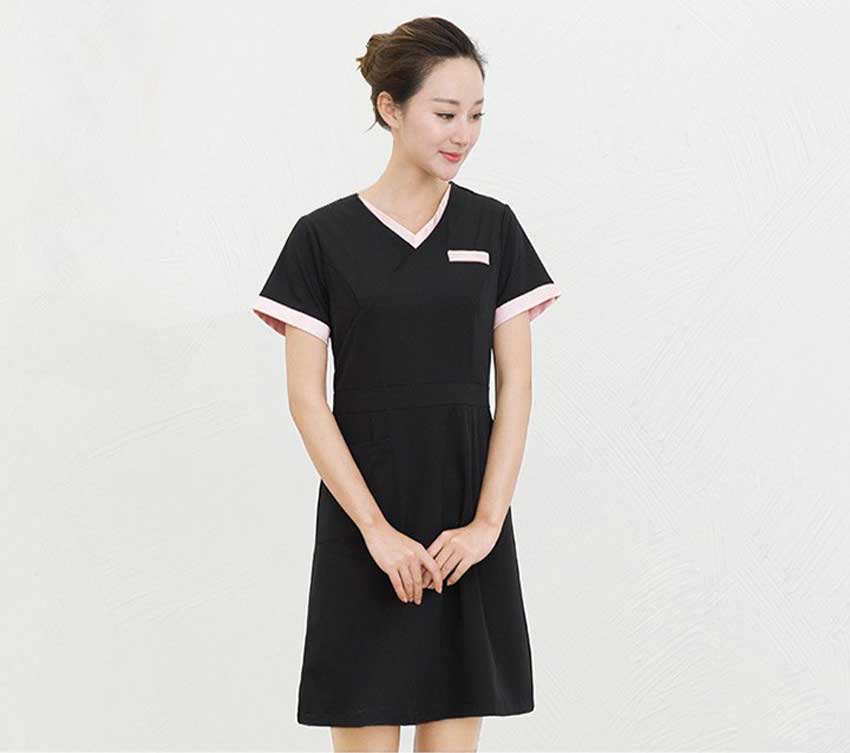 Váy văn phòng đẹp xu hướng thời trang mới 9 May Đồng Phục Spa Kiểu Váy Liền Thân Duyên Dáng