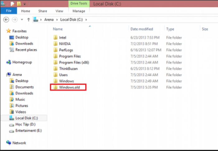 Hướng dẫn xóa thư mục “Windows.old” trên Windows 8