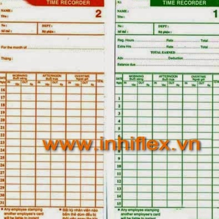 In thẻ giấy chấm công các loại chất lượng cao 3 In thẻ giấy chấm công các loại chất lượng cao