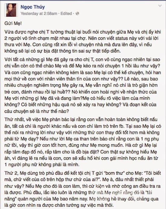 Bức thư tuyệt vọng của Ngọc Thúy gửi người mẹ "hại" con